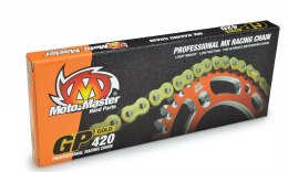 MOTO-MASTER ŁAŃCUCH NAPĘDOWY GP-420 MX PROFESSIONAL MOTOCROSS RACING CHAIN BEZ ORINGÓW KOLOR ZŁOTY (134 OGNIW, ZAPINKA W ZESTAWI