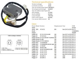 DZE REGULATOR NAPIĘCIA APRILIA SRV 850 '12-'13; PIAGGIO BEVERLY 300 '16-'17; BEVERLY 350 '17-'18; MP3 500 '14-'18; X10 '12-'15; 