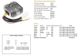 DZE REGULATOR NAPIĘCIA BMW F 650F/ST '93-'00; APRILIA 650 PEGASO '96-04; LEONARDO 250/300ST '99-'05 (SH532B-12) (61312346432, AP