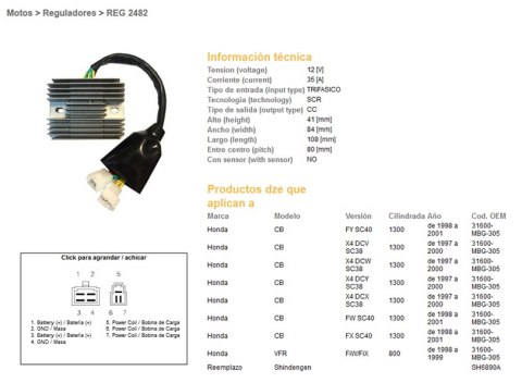 DZE REGULATOR NAPIĘCIA HONDA CB 1300 '97-'01; VFR 800 '98-'99 (SC38, SC40), VFR800 98-99 (31600-MBG-305) (SH6890A) DZE REGULATOR NAPIĘCIA HONDA CB 1300 '97-'01; VFR 800 '98-'99 (SC38, SC40), VFR800 98-99 (31600-MBG-305) (SH6890A)