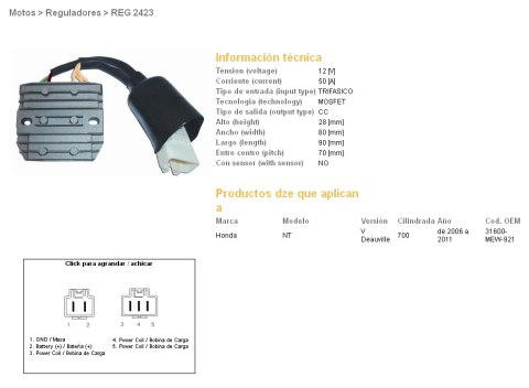 DZE REGULATOR NAPIĘCIA HONDA NT 700V DEAUVILLE '06-'11 (31600-MEW-921) MOSFET (50A) DZE REGULATOR NAPIĘCIA HONDA NT 700V DEAUVILLE '06-'11 (31600-MEW-921) MOSFET (50A)