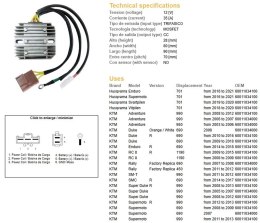 DZE REGULATOR NAPIĘCIA HUSQVARNA 701 '16-'21; KTM ADV 950/990 '03-'12; DUKE 690 '08-'18; SUPER DUKE 990 '08-'13; SM 690 '07-'09 