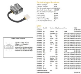 DZE REGULATOR NAPIĘCIA KAWASAKI EL/EN/EX/GPZ/KZ/Z (SH530-12) (21066-1030) (SH530-12K,ESR140)