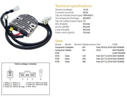 DZE REGULATOR NAPIĘCIA KTM DUKE 125 '17-'19; DUKE 250 '17-'19; DUKE 390 '17-'19; HUSQVQRNA SVARTPILEN 401 '18-'19; VITPILEN 401 