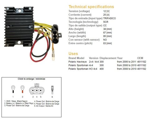 DZE REGULATOR NAPIĘCIA POLARIS SPORTSMAN 300/400 '08-'10; HAWKAYE 300 '06-'11 (4011182) DZE REGULATOR NAPIĘCIA POLARIS SPORTSMAN 300/400 '08-'10; HAWKAYE 300 '06-'11 (4011182)