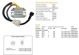 DZE REGULATOR NAPIĘCIA SUZUKI DRZ 400/E/S '00-'17 (DR-Z); KAWASAKI KLX 400 '04- (32800-29F00, 32800-08D00) (SH572E-12) (ESR105)