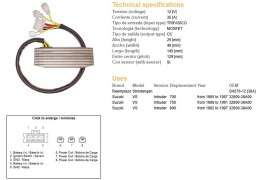DZE REGULATOR NAPIĘCIA SUZUKI VS 700 INTRUDER '85-'87; VS 750 INTRUDER '88-'91; SUZUKI VS 800 '92-'97 (32800-38A00) (ESR752)
