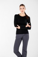 WOOLONA ALIZE KOSZULKA TERMOAKTYWNA DAMSKA Z DŁUGIM RĘKAWEM (100% WEŁNY MERINO) KOLOR CZARNY ROZMIAR S