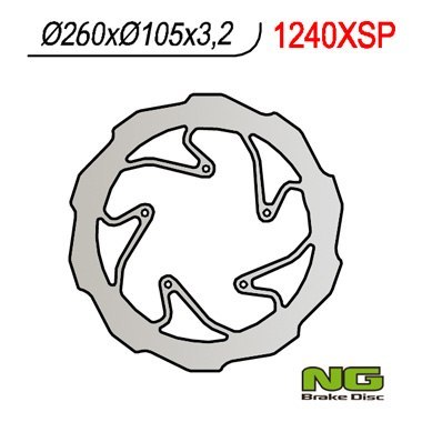NG TARCZA HAMULCOWA PRZÓD BMW G 450X '08-'11 (260X105X3,2) WAVE (5X6,00MM) NG TARCZA HAMULCOWA PRZÓD BMW G 450X '08-'11 (260X105X3,2) WAVE (5X6,00MM)