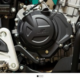 POLISPORT ZESTAW OSŁONA POKRYWY (DEKLA) ALTERNATORA ORAZ OSŁONA POKRYWY SPRZĘGŁA (IBEX) CF MOTO 450MT '24-'25 KOLOR CZARNY