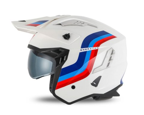 UFO KASK SHERATAN JET / TRIAL Z BLENDĄ PRZECIWSŁONECZNĄ KOLOR BIAŁY NIEBIESKI CZERWONY ROZMIAR L ( ECE 22R06 ) - KOLEKCJA 2025 UFO KASK SHERATAN JET / TRIAL Z BLENDĄ PRZECIWSŁONECZNĄ KOLOR BIAŁY NIEBIESKI CZERWONY ROZMIAR L ( ECE 22R06 ) - KOLEKCJA 2025