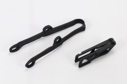 UFO KOMPLET ŚLIZG + PROWADNICA ŁAŃCUCHA KAWASAKI KXF 250 '09-16, KXF 450 '09-15, KOLOR CZARNY