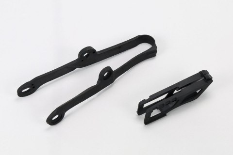 UFO KOMPLET ŚLIZG + PROWADNICA ŁAŃCUCHA KAWASAKI KXF 250 '09-16, KXF 450 '09-15, KOLOR CZARNY