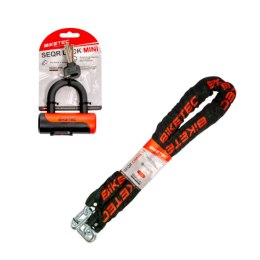 BIKETEC SEQR ZESTAW ŁAŃCUCH 1,5M, OCZKO 14MM, CZARNA OTULINA + BIKETEC SEQR KŁÓDKA NA KLUCZ (ZESTAW 3 KLUCZY) ROZMIAR 102MM X 10