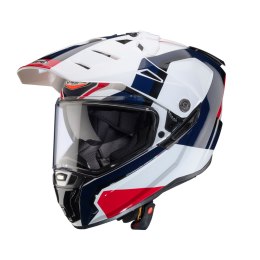 CABERG KASK OFFROAD / TRAIL / ADVENTURE DUOSPORT (DUAL) TANAMI SCRAM Z SZYBKĄ I BLENDĄ KOLOR BIAŁY/CZERWONY/NIEBIESKI (HONDA - H