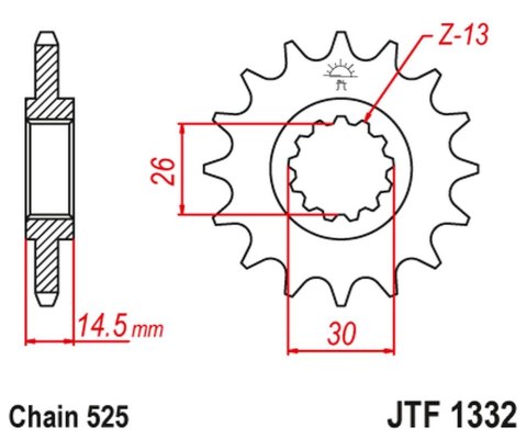 JT ZĘBATKA PRZEDNIA 2047 14 HONDA CB 750F2 '92-'00 (204714JT) (ŁAŃC. 525)