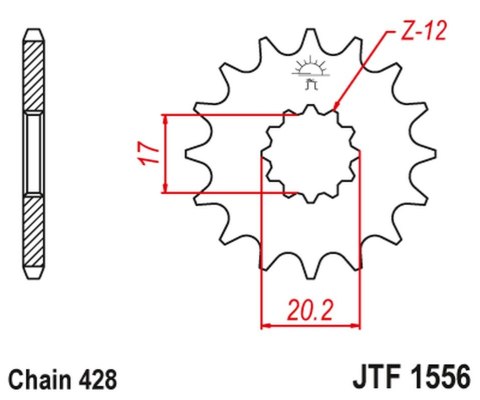 JT ZĘBATKA PRZEDNIA 2064 13 YAMAHA TZR 50 (SPAIN) (206413JT) (ŁAŃC. 428) KONWERSJA