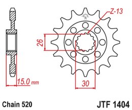 JT ZĘBATKA PRZEDNIA 2199 16 BMW S1000 RR, '09-22', 1000 HP4 '13-15' (219916JT) (ŁAŃC. 520)