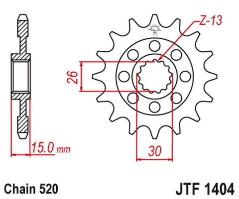JT ZĘBATKA PRZEDNIA 2199 16 BMW S1000 RR, '09-22', 1000 HP4 '13-15' (219916JT) (ŁAŃC. 520)