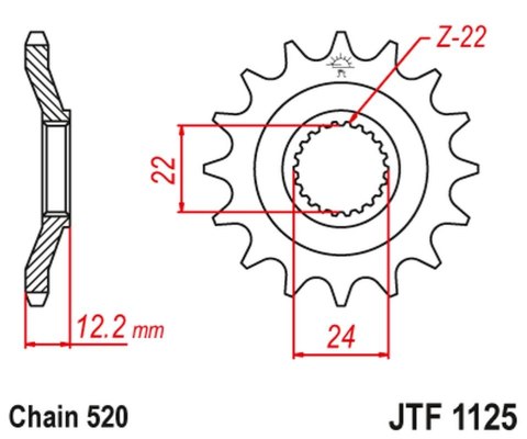 JT ZĘBATKA PRZEDNIA 405 17 APRILIA 600 '85-'87 (40517JT) (ŁAŃC. 520)