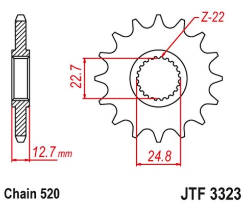 JT ZĘBATKA PRZEDNIA POLARIS 250/300/350/400/425 '89-99' (ŁAŃC. 520) NA ZAMÓWIENIE