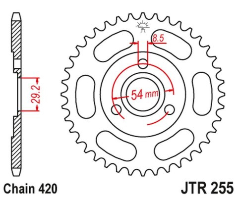 JT ZĘBATKA TYLNA 255 30 HONDA Z 50 MONKEY (25530JT) (ŁAŃC.520)