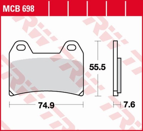 TRW ZF KLOCKI HAMULCOWE KH244 ORGANIC HONDA CB 400 SUPER FOUR '97-, BMW R NINE T '16-'18, DUCATI 748/996 '98-'07, MULTISTRADA 12