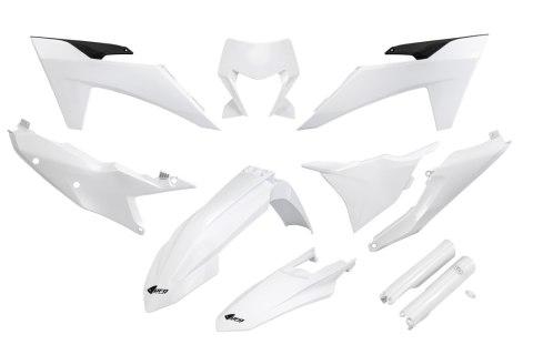 UFO KOMPLET PLASTIKÓW (FULL KIT) Z OSŁONAMI TELESKOPÓW (AMORTYZATORÓW) KTM EXC 150 / 250 / 300 TBI '24-'25, EXC-F 250 / 350 / 45