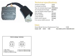 DZE REGULATOR NAPIĘCIA HONDA CBF1000 '06-'10 (SC58) (31600-MFA-D01) MOSFET (50A)
