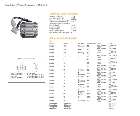 DZE REGULATOR NAPIĘCIA HONDA CH 250 '89-'97; CX 500/650 '82-'83; GL 500/650; VF 700/750/1000/1100 (SH541-12) (ESR650,ESR749,RGU- DZE REGULATOR NAPIĘCIA HONDA CH 250 '89-'97; CX 500/650 '82-'83; GL 500/650; VF 700/750/1000/1100 (SH541-12) (ESR650,ESR749,RGU-