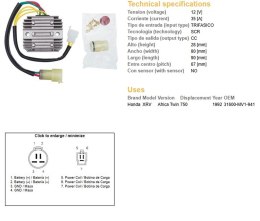 DZE REGULATOR NAPIĘCIA HONDA XRV 750 AFRICA TWIN '92 (31600-MV1-941) (35A)