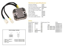 DZE REGULATOR NAPIĘCIA HONDA VT 600C SHADOW '88-'07; NTV 650 REVERE (OEM-31600-MY0-771) (ESR250, RGU-115)