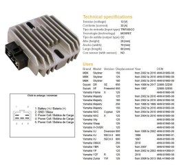 DZE REGULATOR NAPIĘCIA SUZUKI DR 650SE '96-'17; XF 650 FREEWIND '97; YAMAHA 125/150/180/250 MAJESTY '96-'10; XJ 600 DIVERSION '9