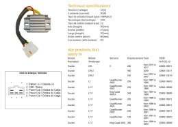 DZE REGULATOR NAPIĘCIA SUZUKI LT-F 160 '91-'01; LT-F 250 QUADRUNNER '87-'98; LT-F 300 'KING QUAD '91-'98; DR-Z 250 '01-'07; DR-Z