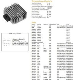 DZE REGULATOR NAPIĘCIA YAMAHA FZ6 '09-'17; FZR 600R '95-'99; SRX 700 '00-'02; TDM 850 '96-'01; TMAX 500 '00-'03; VT 700 VENTURE 