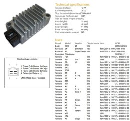 DZE REGULATOR NAPIĘCIA YAMAHA XT 225 SEROW '98-'03; XT 250 '08-'12; XT 600E/K '91-'02; XT 600Z TENERE '86-'89; XTZ 750 SUPER TEN