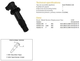 DZE CEWKA ZAPŁONOWA (FAJKOCEWKA) YAMAHA YFZ 450R '04-'13; WR 450F '03-'09; YZ 450F '03-'09 (OEM 5TA-82310-00)