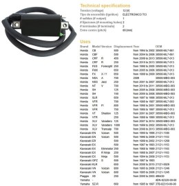 DZE CEWKA ZAPŁONOWA HONDA CB/CBF/FES/NSA/NSS/NT/SH/VFR/XLV; KAWASAKI EN/ER/EX/GPZ/KLR/VN; YAMAHA XT/XV