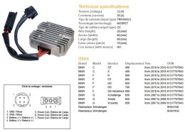 DZE REGULATOR NAPIĘCIA BMW C 400GT/X '18-'19; G 650 '07-'09; F 700GS '15-'18; F 800GS ADVENTURE '16-'18; F 800GT/GS/R '15-'18 (O