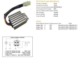 DZE REGULATOR NAPIĘCIA HONDA CRF 250X '04-'17 (31600-KSC-671) (12A)