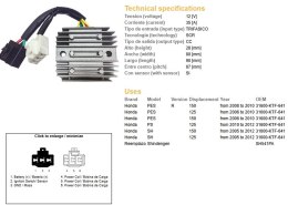 DZE REGULATOR NAPIĘCIA HONDA SH 125/150 '05-'12 (35A) (31600-KTF-641) (SH541PA) (ESR910)