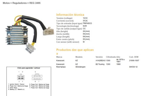 DZE REGULATOR NAPIĘCIA KAWASAKI KZ 1300A/B '79-'81 (21066-1007) (SH530-12) (ESR470)