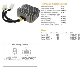 DZE REGULATOR NAPIĘCIA KYMCO K-XCT 125; XCITING 400; AK 550 (WSZYSTKIE ROCZNIKI) (OEM 31600-LKF5-E00) (35A)