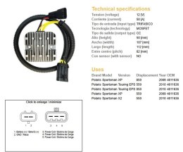DZE REGULATOR NAPIĘCIA POLARIS SPORTSMAN 550 '09-'10, 850 '09-'10 (40111636) (50A)