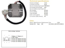 DZE REGULATOR NAPIĘCIA YAMAHA FZS 600 FAZER '98-'99; TDM 850 '93-'96; XVZ 1300 '96-'01 (35A) (ESR360)