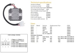 DZE REGULATOR NAPIĘCIA YAMAHA XTZ 660 '92-'93, XTZ 750 '92-'94, XV 250 VIRAGO '94; GILERA DAKOTA/SATURNO/XRT/NORD WEST/ RC/R/COB