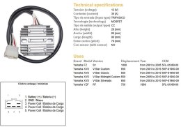 DZE REGULATOR NAPIĘCIA YAMAHA XVS 650 V-STAR '01-'16; YZF 750 R7 '99; FZS 1000 '01-'05; (5KP-81960-00) (35A) (ESR266) (5FL-81960