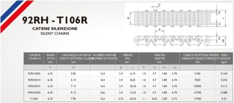 MORSE ŁAŃCUSZEK ROZRZĄDU 92RH2015 104 OGNIWA HONDA CRF 250 R '02-'09, CRF 250 X '09-'17, KTM EXC-F (EXCF) 450 '16-'23, SX-F (SXF