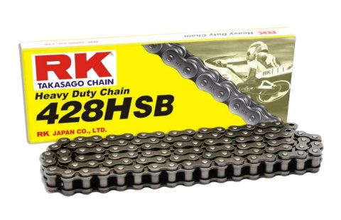 RK ŁAŃCUCH NAPĘDOWY 428HSB-140 ZAPINKA (CL) W ZESTAWIE KOLOR STANDARD (POJEMNOŚĆ: DO 200 CCM) (24,2 KN)