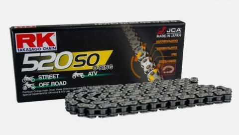 RK ŁAŃCUCH NAPĘDOWY 520SO-120 (O-RING) ZAKUWKA (CLF) W ZESTAWIE KOLOR STANDARD (POJEMNOŚĆ: DO 400 CCM) (30,5 KN)